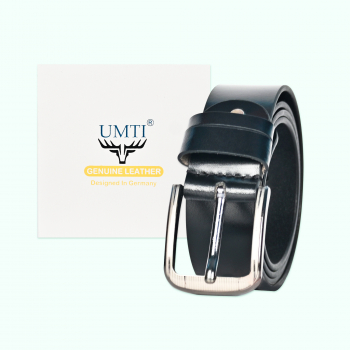 UMTI® Gürtel Herren Ledergürtel aus Büffelleder für Männer 25- (22A) Jeans Echtleder 35mm breit kürzbar Neu